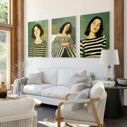 Rackhams Art Print For Living Room - Set of 3 Boho Women Wall art Prints - A4 8.27 x 11.69 in / 21 x 29.7 cm - Satin Photo paper 280 gsm - Oak Frame - thumbnail 6
