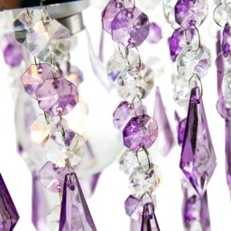 Rackhams Modern Waterfall Design Pendant Shade with Clear/Purple Acrylic Drops and Beads - thumbnail 3