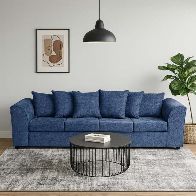 Rackhams Monaco Chenille Fabric 4 Seater Sofa - Blue - image 1