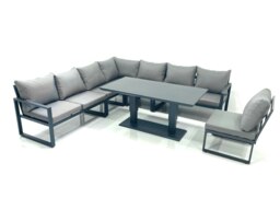 Rackhams 8 Seater Outdoor Aluminum Garden Furniture Set Corner Sofa Rising Lifting Dining Table Sets Dark Grey - thumbnail 1