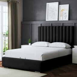 Rackhams Evangeline Divan Bed with Upholstered Headboard - Black - Double / 4ft6 - thumbnail 3