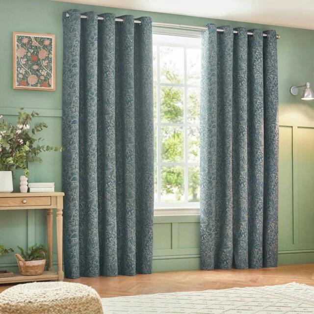 Rackhams Nature Grantley Jacquard Eyelet Curtains - Wedgewood - 229cm x 229cm - Wedgewood - 100% Polyester - image 1