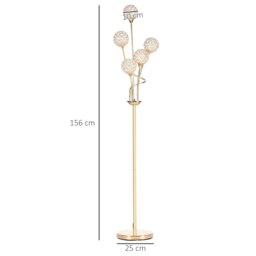 Rackhams Modern Floor Lamp with K9 Crystal Shade, 5 Light, Gold - thumbnail 3