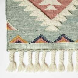 Rackhams Tenali Blue Kilim Wool Rug - 120 x 170 cm - thumbnail 4