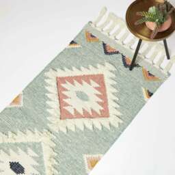 Rackhams Tenali Blue Kilim Wool Rug - 120 x 170 cm - thumbnail 2