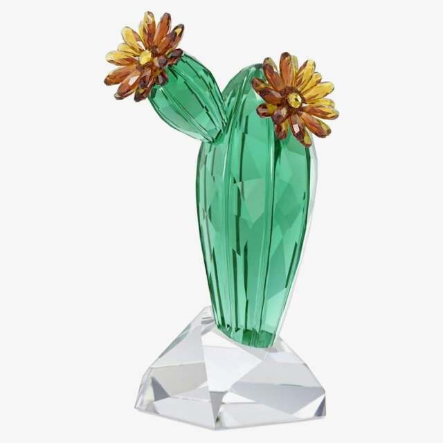 Rackhams Crystal Flowers Golden Yellow Cactus Ornament 5427592