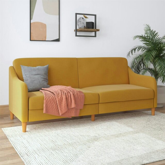 Rackhams Jasper coil 3-seater Sofa Bed in mustard fabric - Yellow - image 1