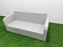 Rackhams PE Rattan Lounge Sofa Set 9 Seater Outdoor Garden Furniture Set with Rectangular Dining Table 3 Seater Sofa Light Grey - thumbnail 4