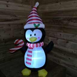 Rackhams 4ft (120cm) LED Christmas Inflatables Outdoor Penguin With Candy Cane Decorations - thumbnail 4