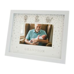 Rackhams Modern Grandson 4x6 White Picture Frame with Silver Foil Falling Dots - thumbnail 1