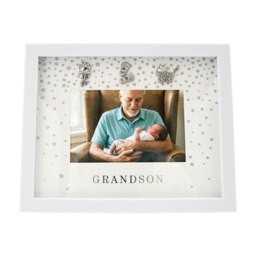 Rackhams Modern Grandson 4x6 White Picture Frame with Silver Foil Falling Dots - thumbnail 3