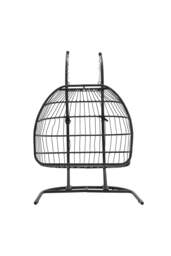 Rackhams Freestanding Outdoor Hanging 2-Seater Egg Chair - Grey - One Size - thumbnail 5