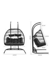 Rackhams Freestanding Outdoor Hanging 2-Seater Egg Chair - Grey - One Size - thumbnail 6