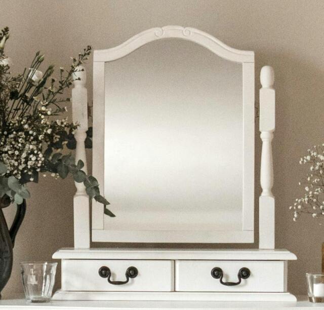 Rackhams Juliette Trinket Mirror, Wooden Dressing Table Mirror with Drawers - White - image 1