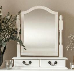 Rackhams Juliette Trinket Mirror, Wooden Dressing Table Mirror with Drawers - White - thumbnail 1