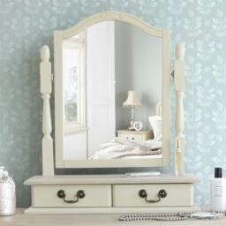 Rackhams Juliette Trinket Mirror, Wooden Dressing Table Mirror with Drawers - White - thumbnail 2