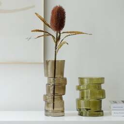 Rackhams A Set Of Two Costa Glass Vases, Decorations - Yellow - thumbnail 1