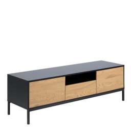 Rackhams Seaford TV Unit 2 Doors 1 Drawer in Black & Oak - 1 - thumbnail 1
