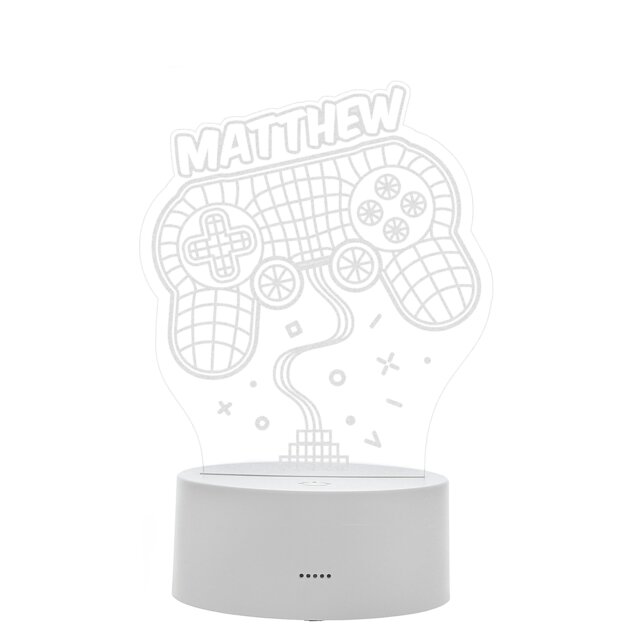 Rackhams Personalised Name Gaming LED Colour Changing Night Light - image 1