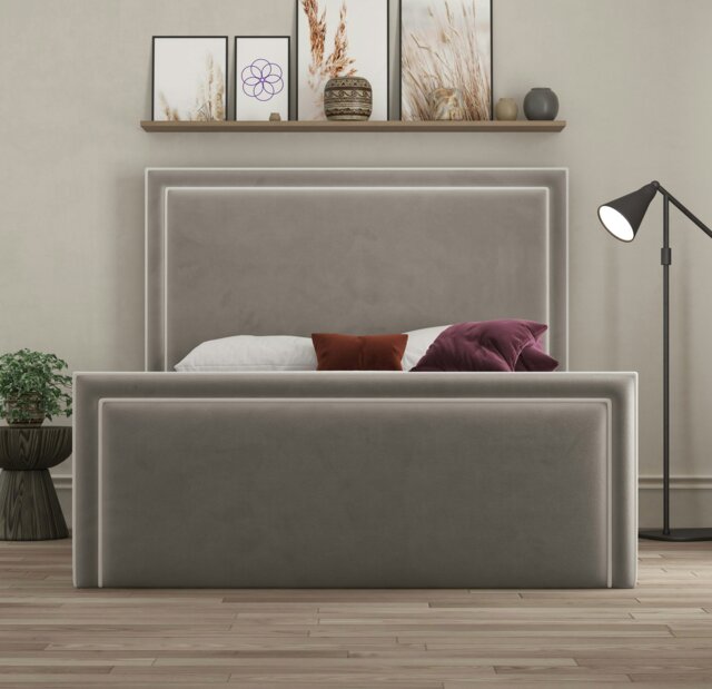 Rackhams Verona Piping Ottoman Bed - Plush Pebble - Super King - image 1
