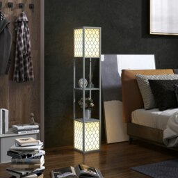 Rackhams 2 Light Modern Floor Lamp with Shelves for Living Room