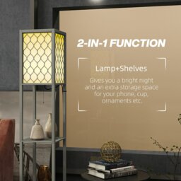 Rackhams 2 Light Modern Floor Lamp with Shelves for Living Room - thumbnail 4