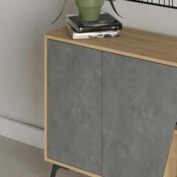 Rackhams Fiona Console Sideboard Display Unit 150 - Oak,Retro Grey - thumbnail 3