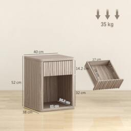 Rackhams Modern Nightstand with Drawer and Open Shelf, Set of 2, Oak - 52 - thumbnail 3