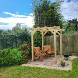 Rackhams Heavy Duty Timber Pergola - Complete DIY Kit - Slow Grown Spruce. - 2.4m - 2.4m - 2.7m (Without base plates) - thumbnail 6