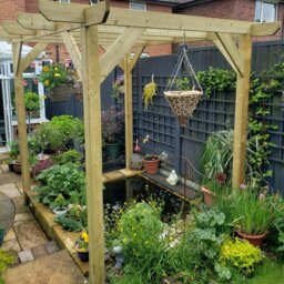 Rackhams Heavy Duty Timber Pergola - Complete DIY Kit - Slow Grown Spruce. - 2.4m - 2.4m - 2.7m (Without base plates) - thumbnail 3
