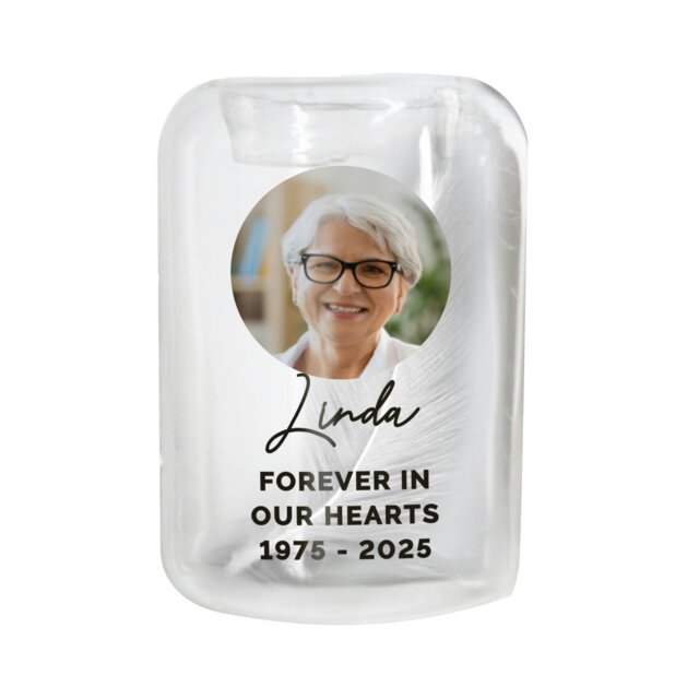 Rackhams Personalised Photo Upload Memorial Feather Tealight Holder - image 1