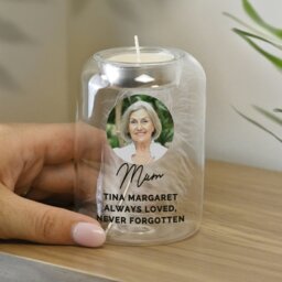 Rackhams Personalised Photo Upload Memorial Feather Tealight Holder - thumbnail 5