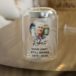 Rackhams Personalised Photo Upload Memorial Feather Tealight Holder - thumbnail 6