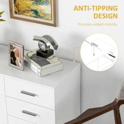 Rackhams Sideboard, Modern Storage Cabinet with 2 Drawers, 3 Doors and Adjustable Shelves, Kitchen Cabinet for Living Room, Dining Room, White - thumbnail 6