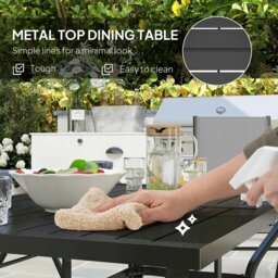 Rackhams 7 PCs Garden Dining Set, Folding Chairs and Metal Top Table, Grey - Grey - Galvanised Steel, Texteline - 150L x 90W x 71Hcm - thumbnail 4