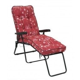 Rackhams Deluxe Garden Lounger - Multi-Pattern Reclining Sun Lounger - Tropical grey (Black Frame) - 118cm x 58cm x 118cm - thumbnail 6