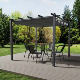 Rackhams 9ft Aluminum Patio Pergola with Sun-Shade Canopy - Size A - thumbnail 4