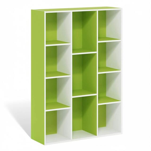 Rackhams 11-Cube Reversible Open Shelf Bookcase, White/Green 11107WH/GR - Premium Home Interior Decoration - image 1