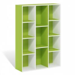 Rackhams 11-Cube Reversible Open Shelf Bookcase, White/Green 11107WH/GR - Premium Home Interior Decoration - thumbnail 1