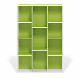 Rackhams 11-Cube Reversible Open Shelf Bookcase, White/Green 11107WH/GR - Premium Home Interior Decoration - thumbnail 2