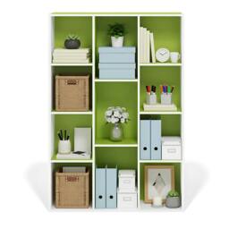 Rackhams 11-Cube Reversible Open Shelf Bookcase, White/Green 11107WH/GR - Premium Home Interior Decoration - thumbnail 4