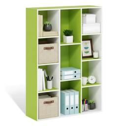 Rackhams 11-Cube Reversible Open Shelf Bookcase, White/Green 11107WH/GR - Premium Home Interior Decoration - thumbnail 3