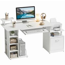 Rackhams Wood Computer Desk Laptop Workstation Drawer Shelf for Home Office - thumbnail 2