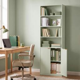 Rackhams 6-Tier Tall Bookcase with Adjustable Shelf Cabinet, Light Green - 24
