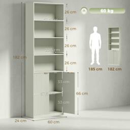 Rackhams 6-Tier Tall Bookcase with Adjustable Shelf Cabinet, Light Green - 24 - thumbnail 3