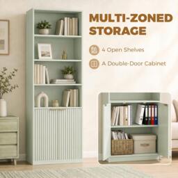Rackhams 6-Tier Tall Bookcase with Adjustable Shelf Cabinet, Light Green - 24 - thumbnail 4