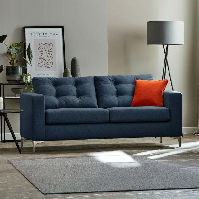Rackhams Hackney Fabric 3 Seater Sofa - Sapphire Blue - image 1