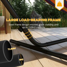 Rackhams Hammock Stand with Side Tray, Steel Frame Hammock Stand, Black - thumbnail 3