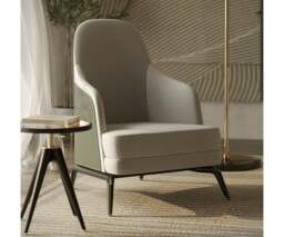 Rackhams Aster Summers Armchair - Modern Design with Oak Wood and Brass Accents - thumbnail 4