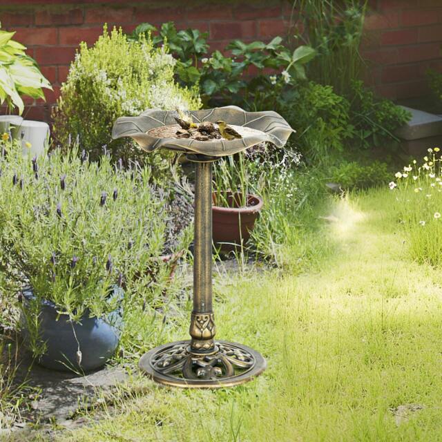 Rackhams Bird Bath for Garden, Birdbath with Lotus Leaf Basin, Bronze Tone - image 1